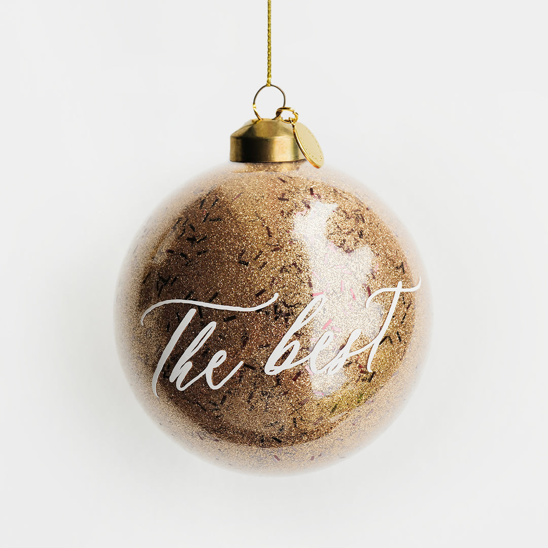 Personalized Glass Bauble | Honey Gold