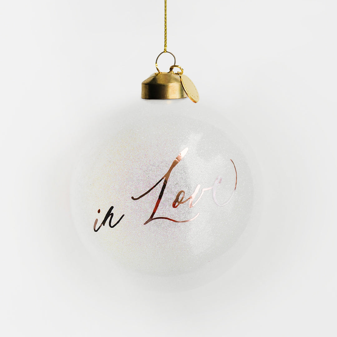 Personalized Glass Bauble | Pearl White