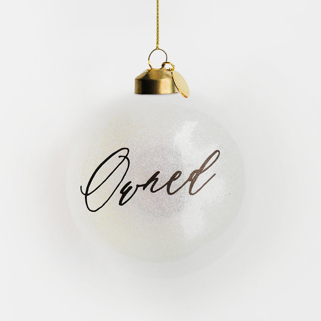 Personalized Glass Bauble | Pearl White