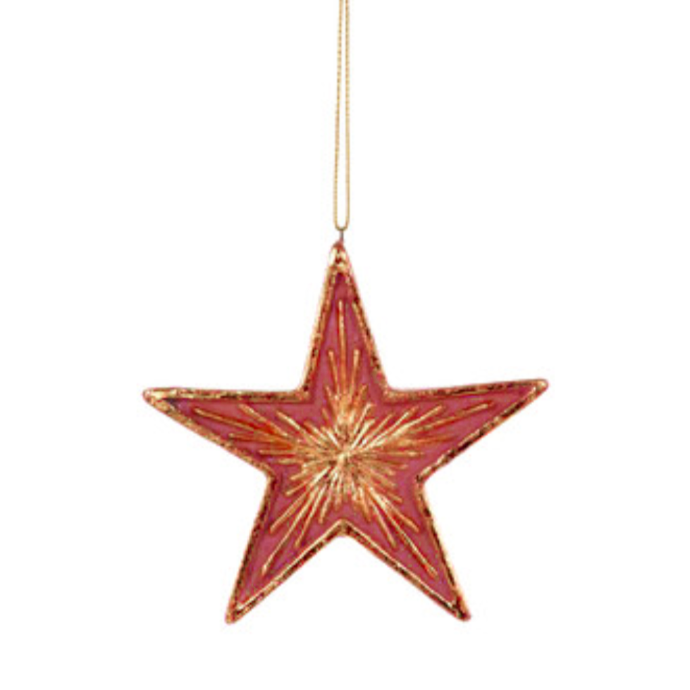 5 POINT STARBURST STAR Ornament | RED GOLD