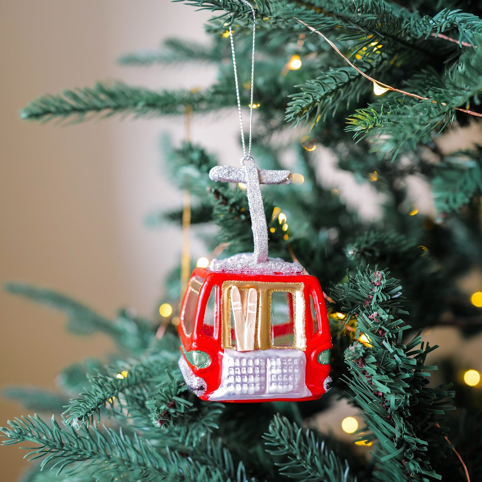 Made these fun chair lift ski ornaments for Christmas!