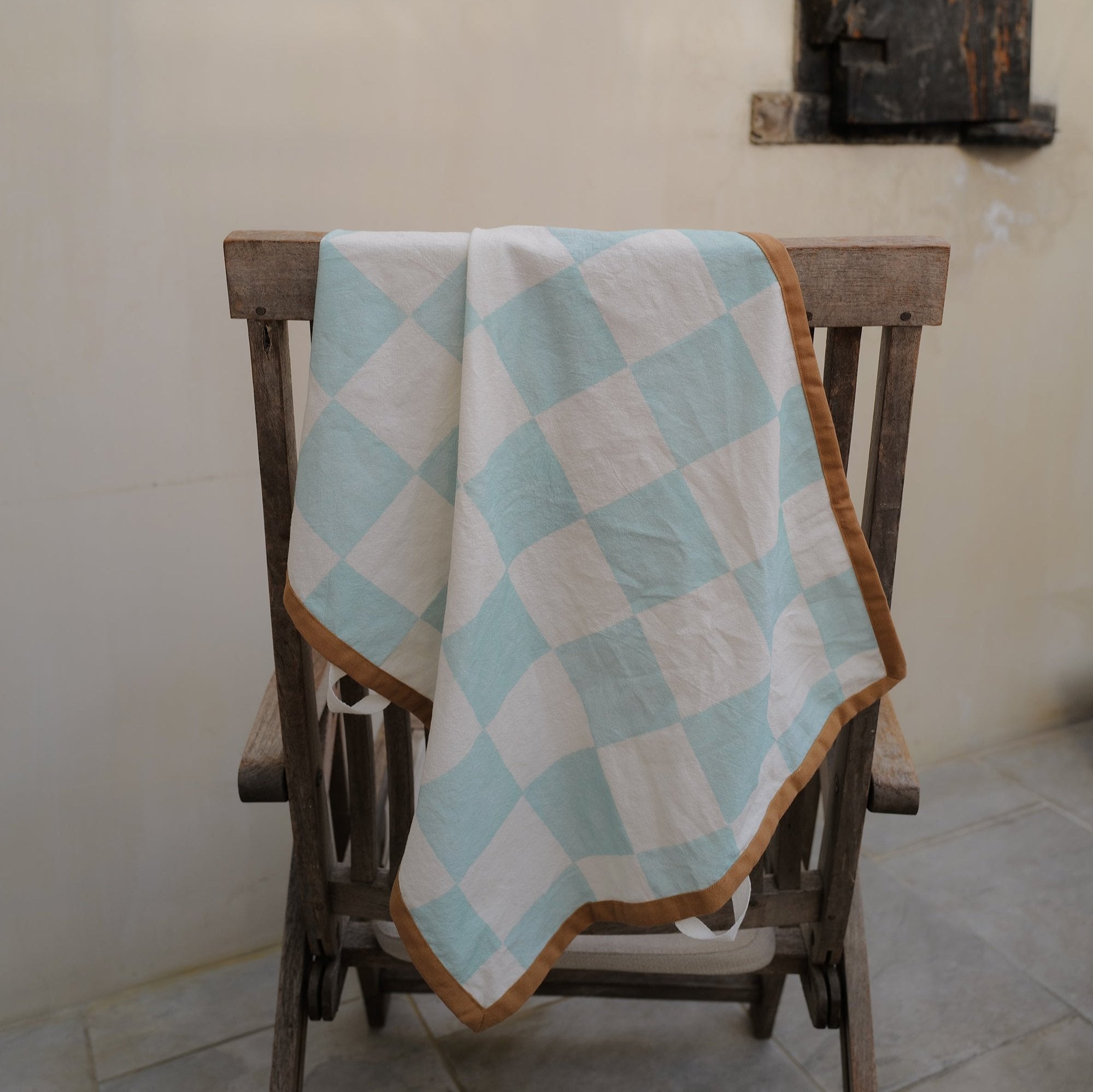 Teal Checkered Cotton Tea Towel