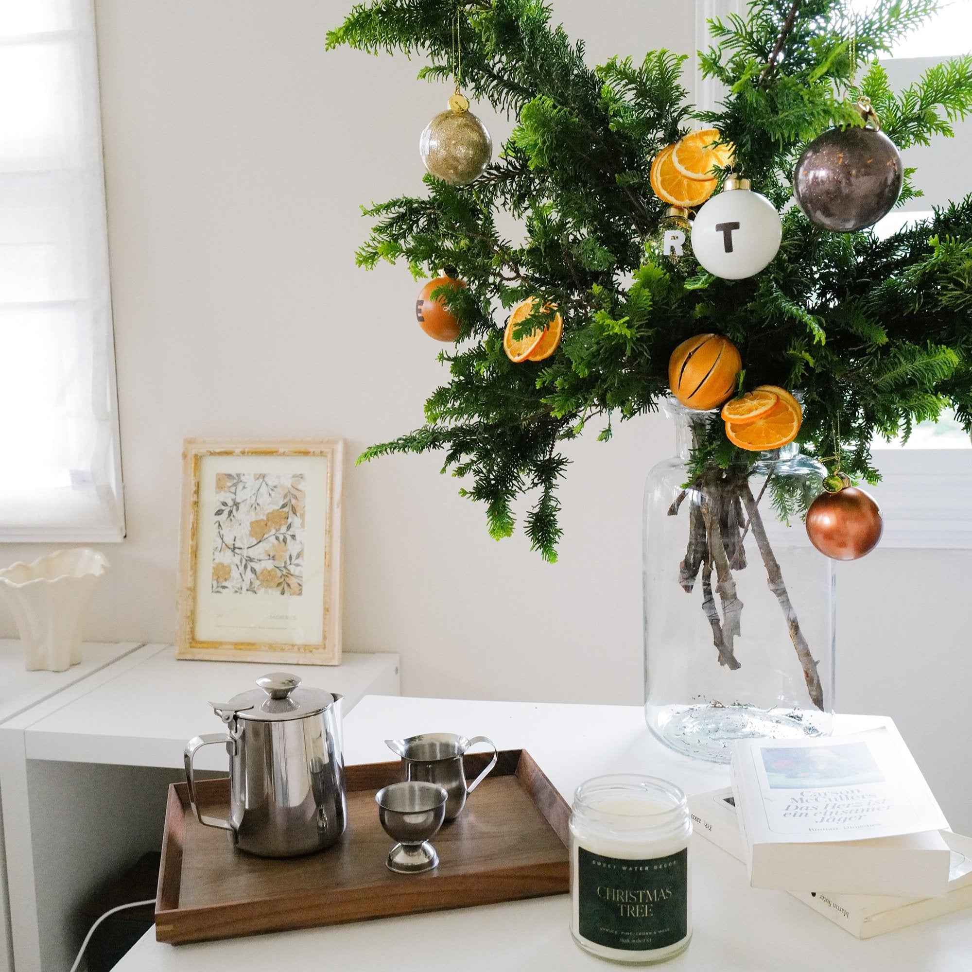 Mini Tree With Mini Baubles and Orange Ornaments