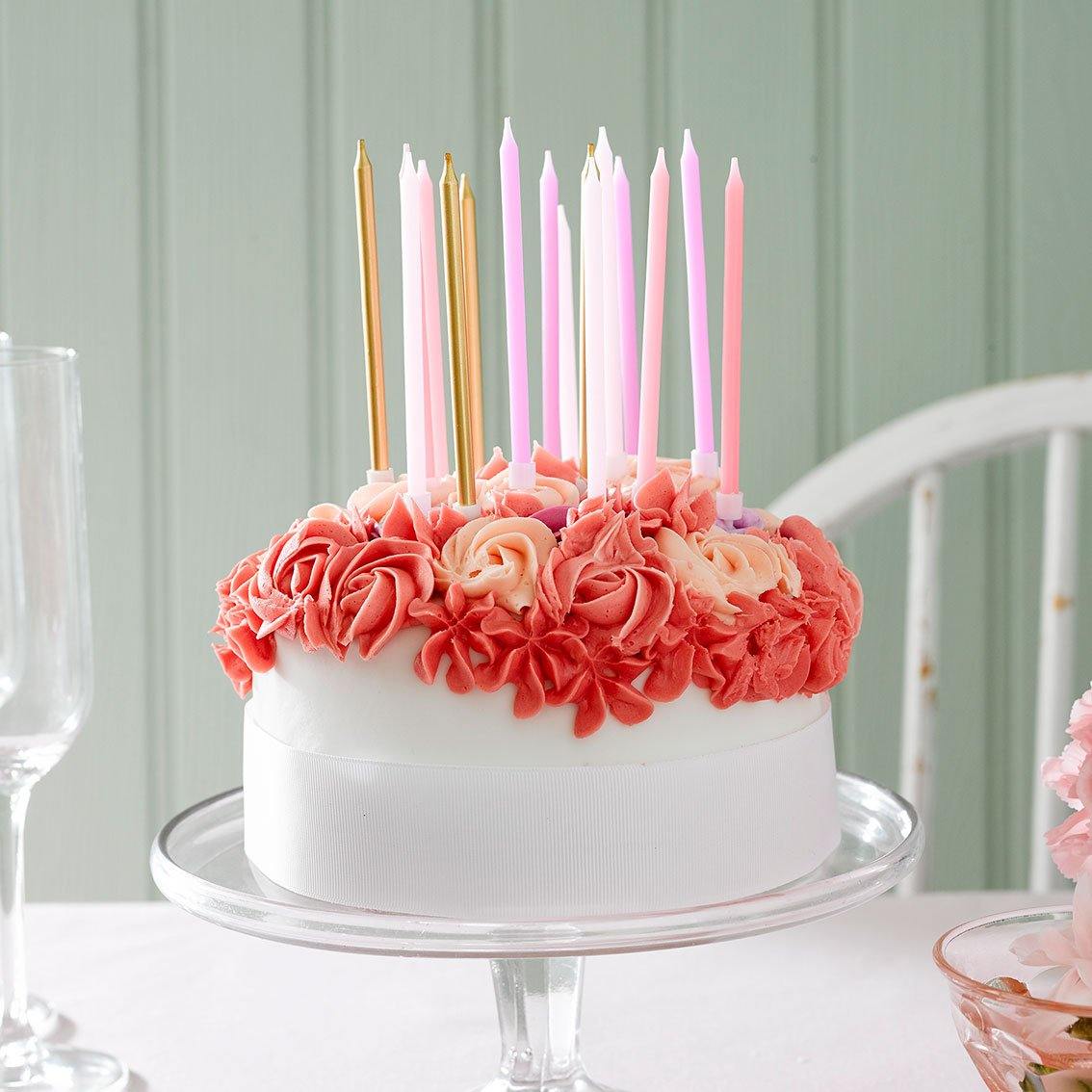 Rose Birthday Candles - 16 Pack
