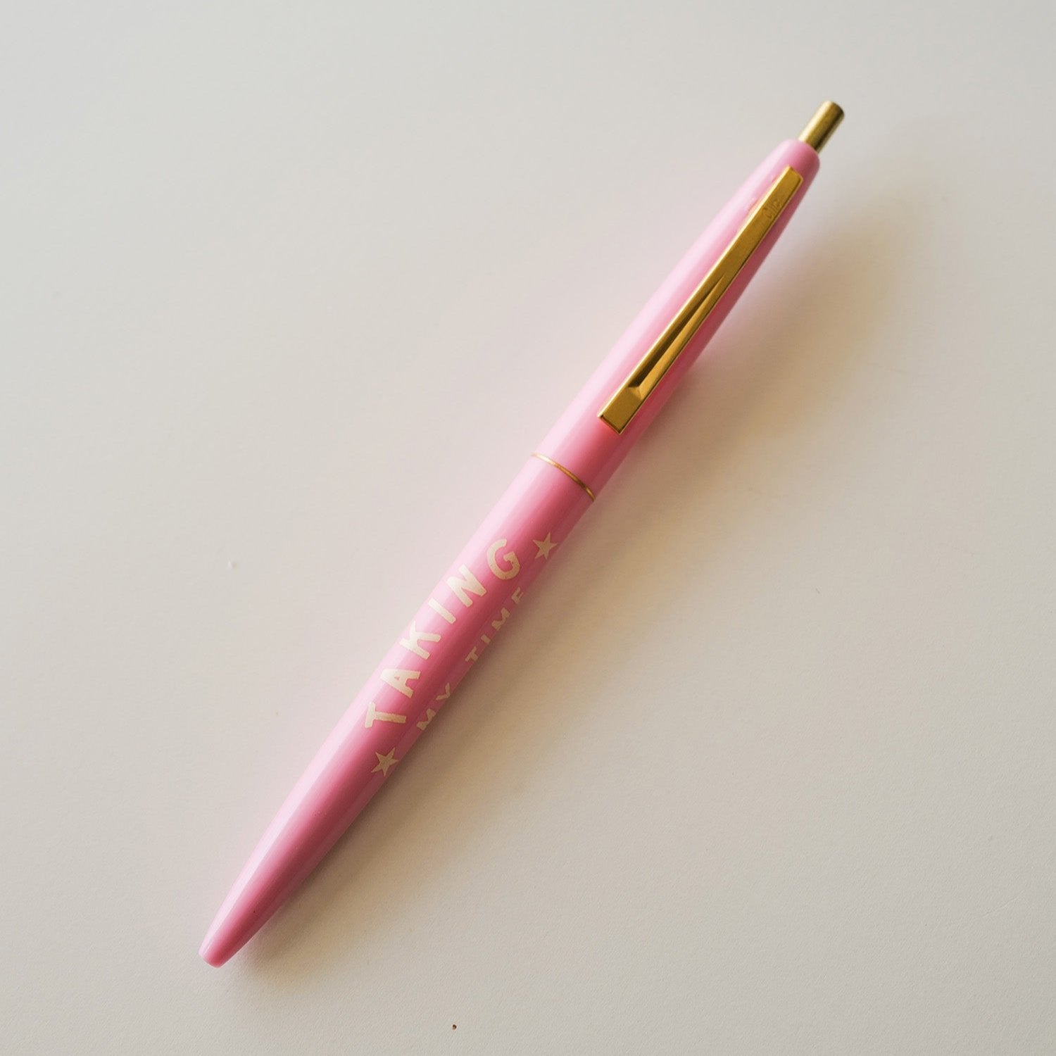 pink bic pen