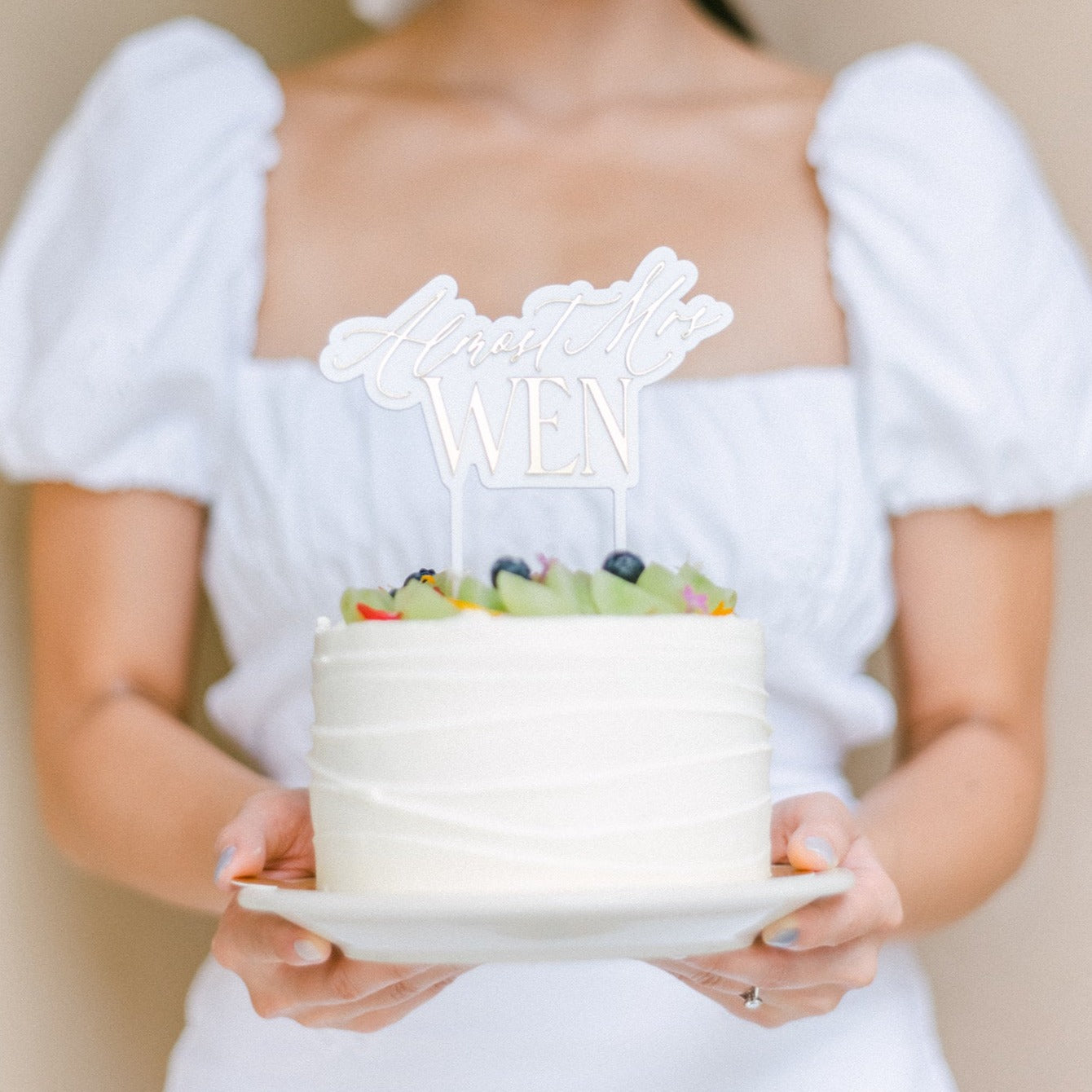 Personalized Double Layered Cake Topper｜Almost Mrs.